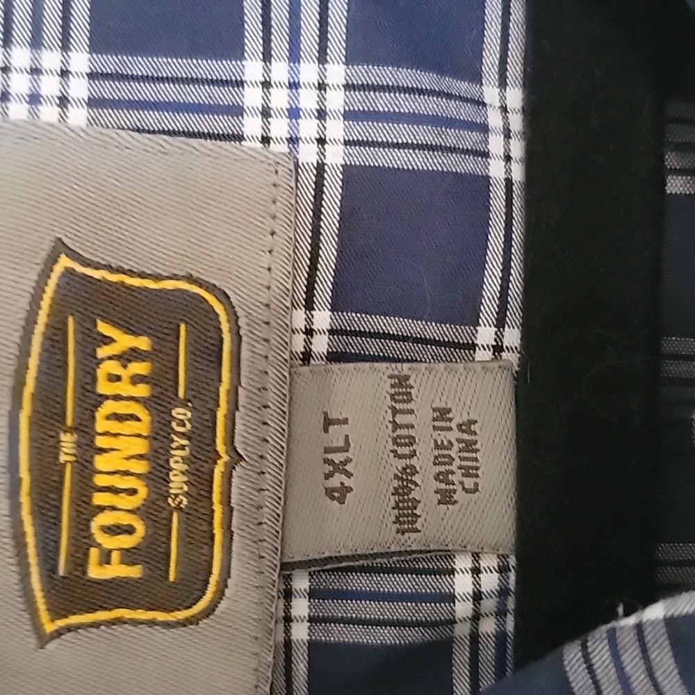 The Foundry Supply Co. Navy Plaid Button Down Shirt,NEW , SIZE 4 XLT - Picture 2 of 5